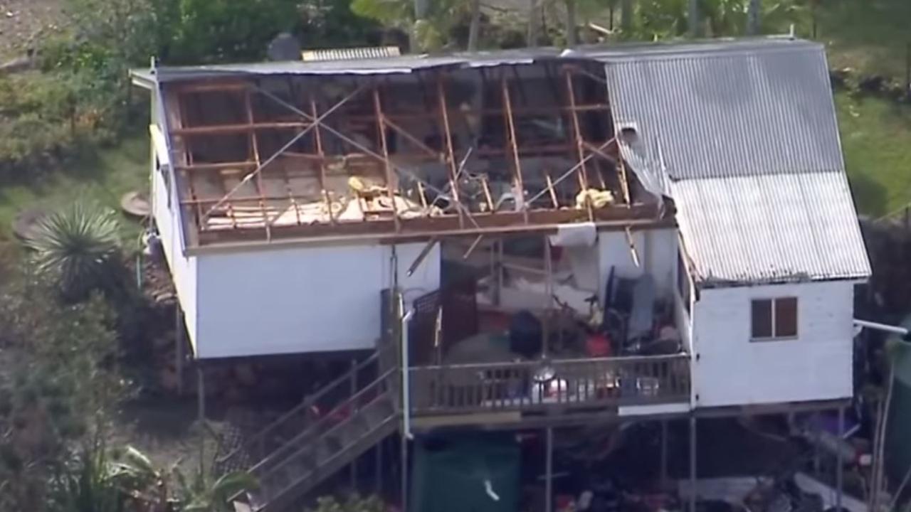 A damaged home at Tamborine. Picture: 7 News