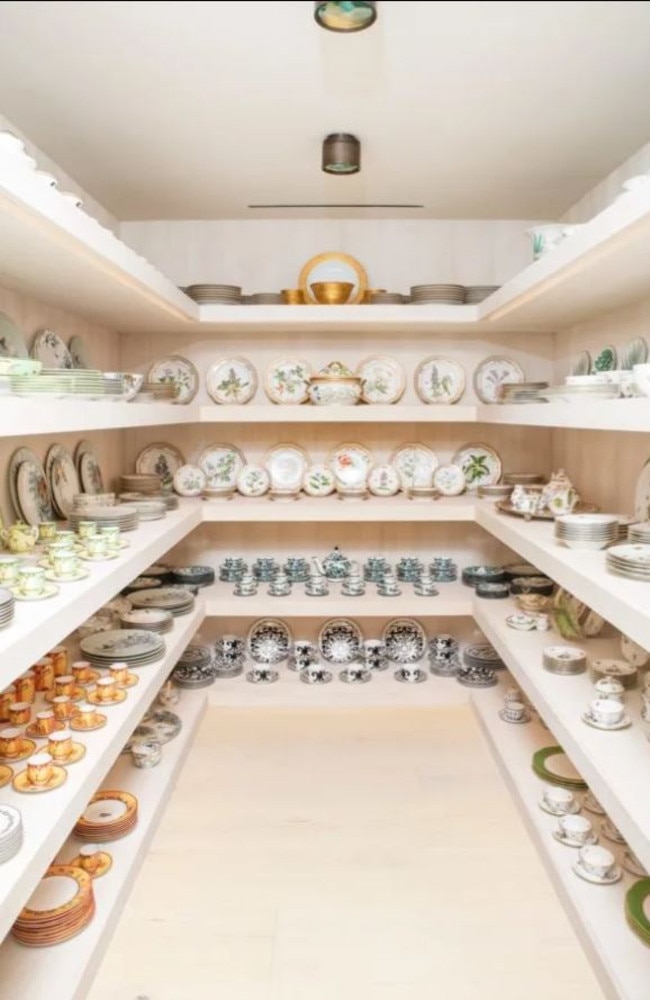 The mumager transformed a walk-in closet to store thousands of dollars worth of luxury china. Picture: Poosh/Ivan Solis.