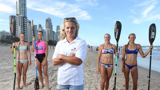 Maddy Dunn, Courtney Hancock, coach Naomi Flood, Danielle McKenzie and Harriet Brown. Picture Glenn Hampson