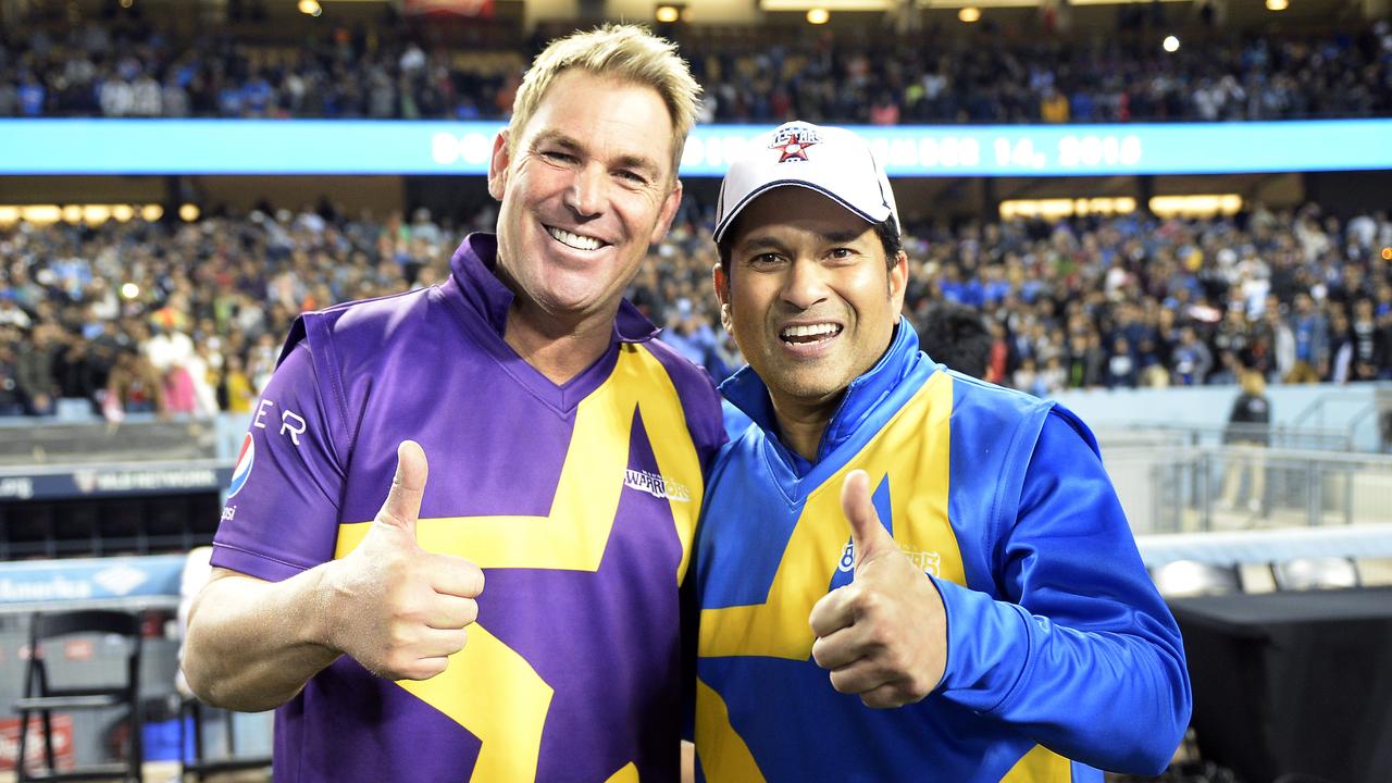 Shane Warne is likely to ask Sachin Tendulkar if he wants to play in the Bushfire Cricket Bash. Photo: Kevork Djansezian/Getty Images.