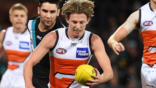 Lachie Whitfield’s run and carry has helped steer Greater Western Sydney’s season back on track. Picture: Mark Brake/Getty Images