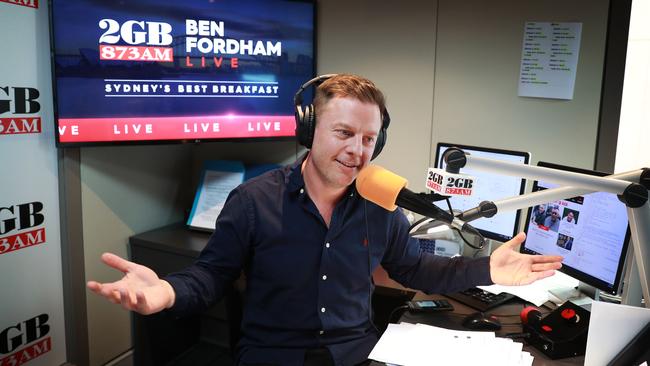 2GB breakfast host Ben Fordham lost the fourth ratings survey of the year. Picture: John Feder