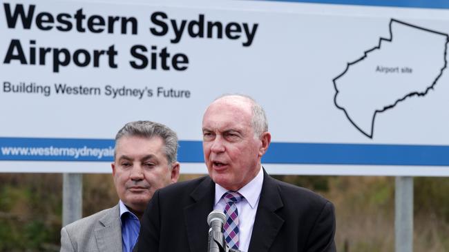 Warren Truss with Macarthur MP Russell Matheson in 2015. Picture: Jonathan Ng