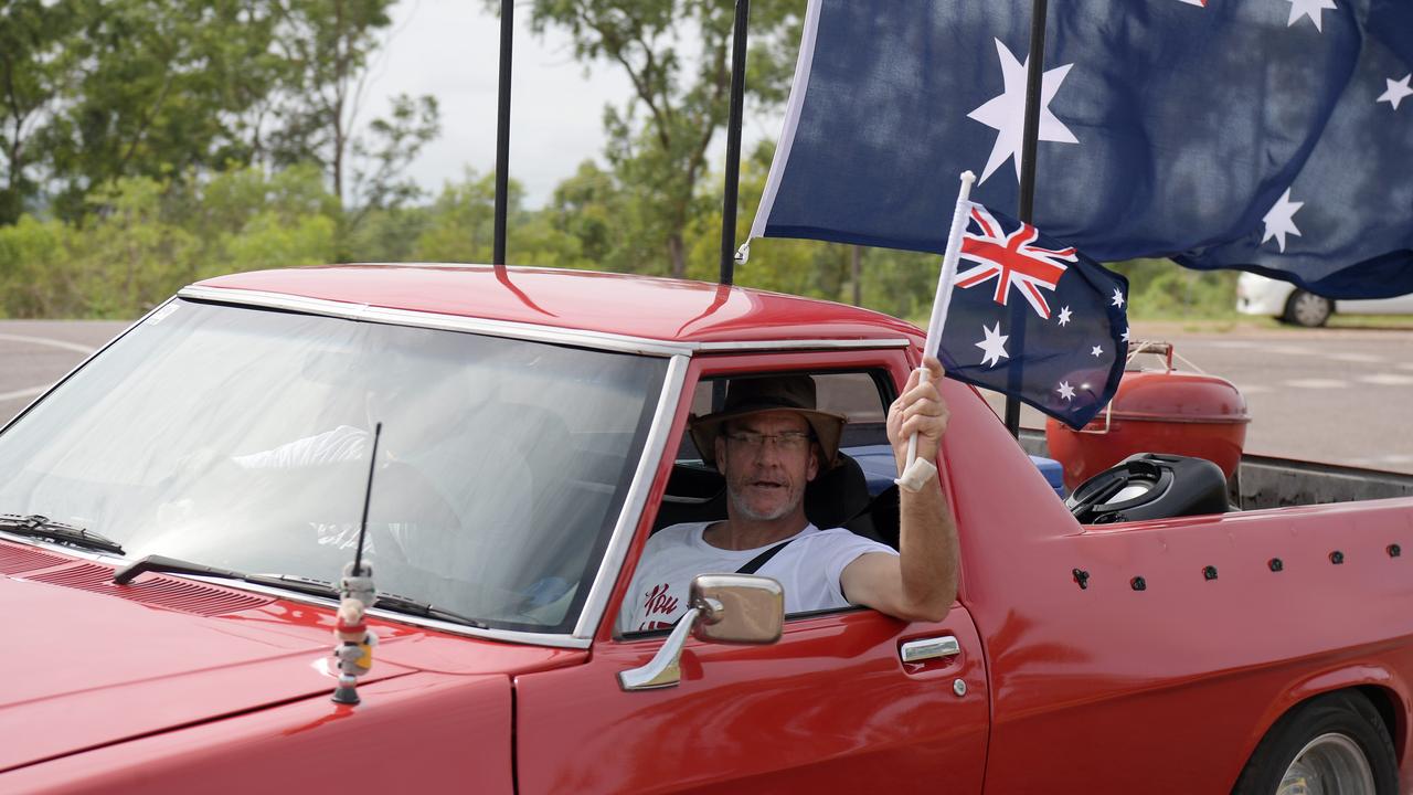 Flying his flag high during the Variety NT Ute Run in Hidden Valley. Picture: (A)manda Parkinson