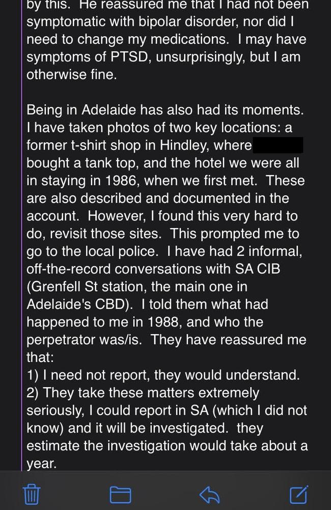 The woman recalled how difficult it was to visit some of the sites related to the alleged assault.