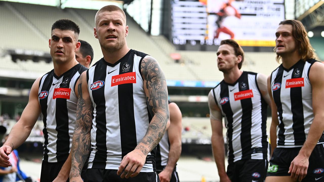 Collingwood leaders spoke to Jordan De Goey about his average output. Photo: Quinn Rooney/Getty Images.