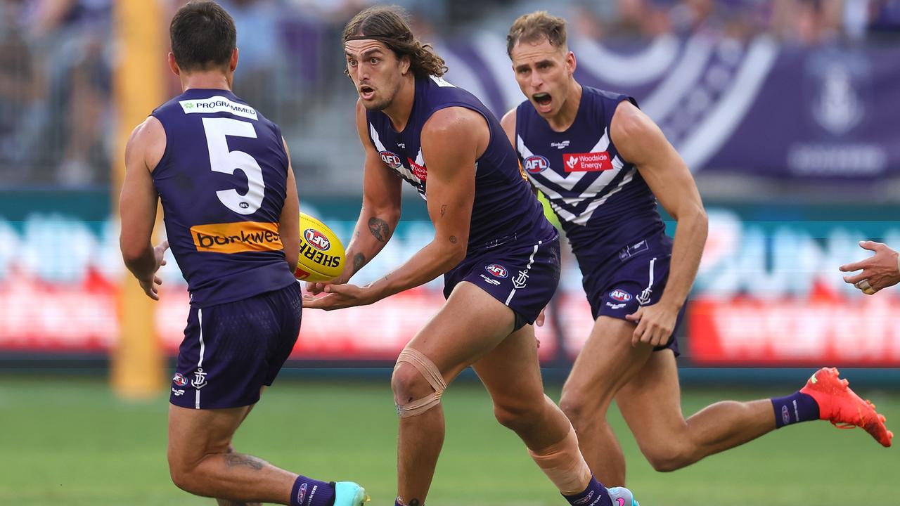 Fremantle’s Luke Jackson needs to provide some better contests up forward. Picture: Getty Images