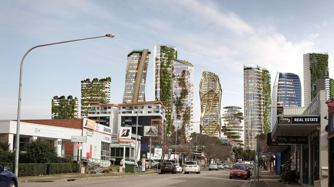 With an futuristic render indicating a taller, greener city. Picture: Arterra Interactive