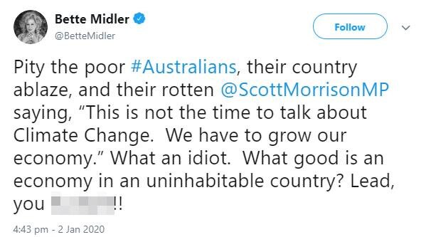 Bette Midler's tweet about Scott Morrison