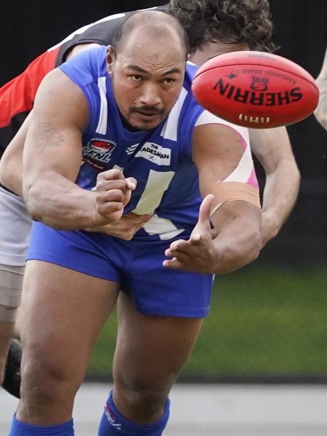 SFL: Fia Tootoo gets a handball away for Moorabbin Kangaroos. Picture: Valeriu Campan