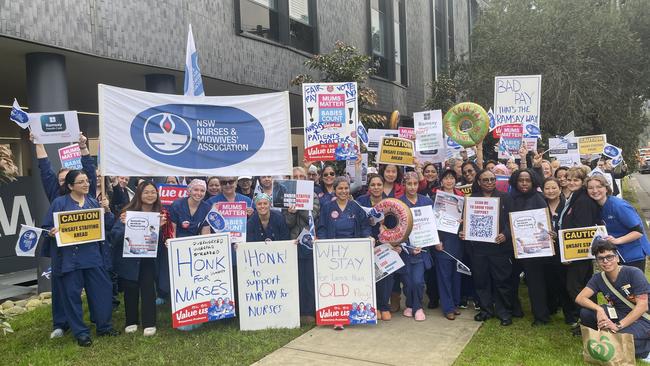 Westmead Private Hospital nurses strike to fight for more pay and better staff ratios.