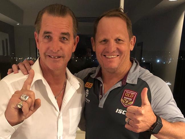 Bradley Charles Stubbs with Queensland State of Origin coach Kevin Walters.