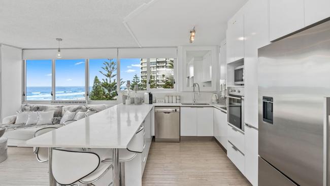 The kitchen at the Main Beach apartment.