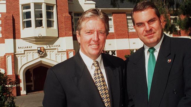 Ballarat Clarendon College principal David Shepherd in 1998 with Colin Price.