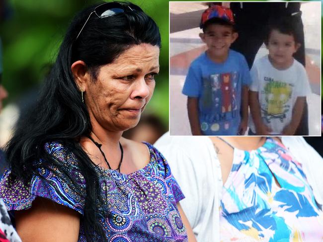 Smoking Ceremony and Memorial held for Barak Austral 5 and Jhulio Sariago 3, the two boys who drowned in the Ross River. Mother Leeann Eatts. Picture: Alix Sweeney