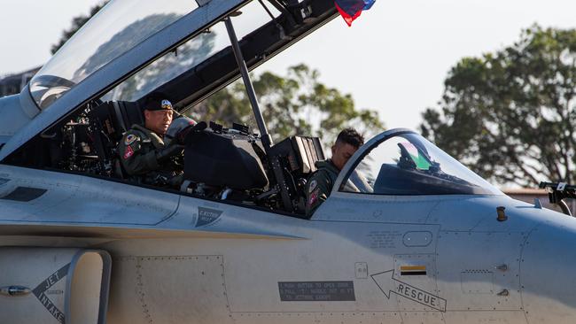 COL Randy M Pascua PAF (GSC) and LTC Michael G Rabina PAF as Filipino fighter pilots touch down in Darwin for Exercise Pitch Black 24. Picture: Pema Tamang Pakhrin