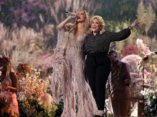 Jennifer Lopez brought her mother, Guadalupe, onstage. Picture: Getty Images