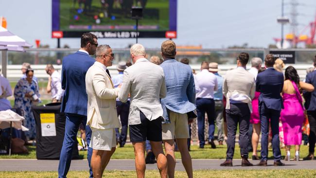 2023 Melbourne Cup held at Flemington Racecourse. Fellas wearing shorts. Picture: Jason Edwards