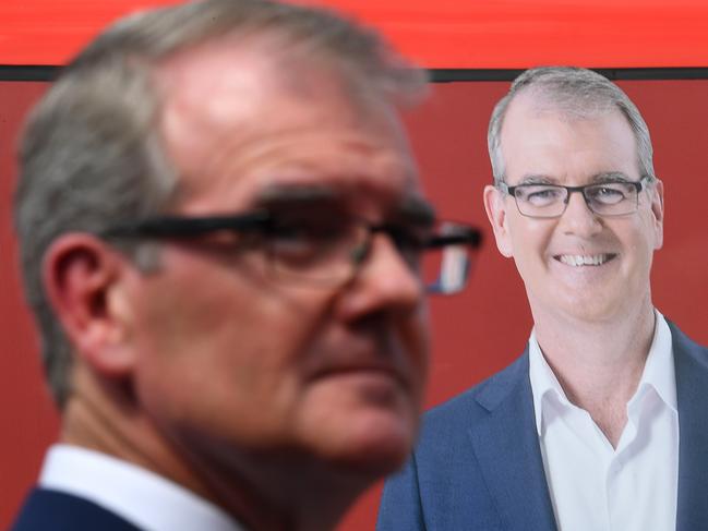 NSW Opposition Leader Michael Daley reacts during a media campaign stop during the 2019 New South Wales election campaign in Sydney, Friday, 22 March 2019. New South Wales voters will head to the polls in the state election Saturday, March 23rd. (AAP Image/Lukas Coch) NO ARCHIVING