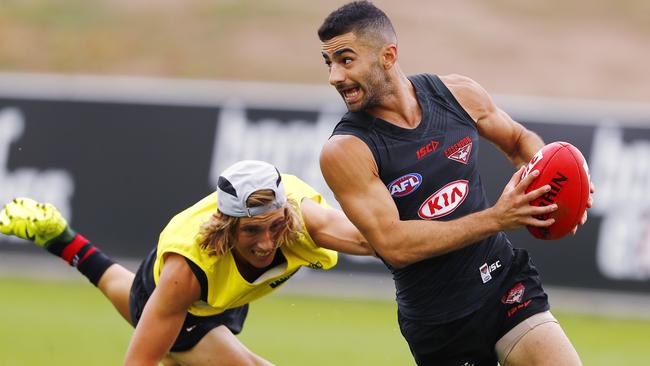 Adam Saad impressed in his first game for Essendon after crossing from Gold Coast. Picture: Michael Klein