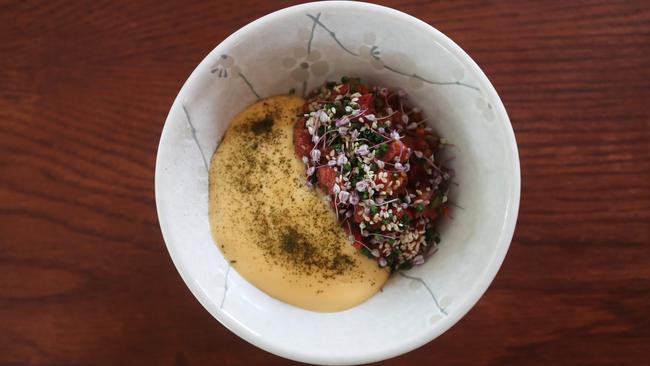 The beef tartare with whipped egg. Picture: Rebecca Michael