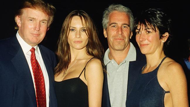 Donald and Melania Trump, in 2000, with Jeffrey Epstein and Ghislaine Maxwell. Picture: Davidoff Studios/Getty Images