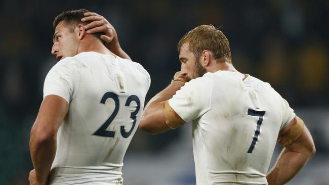 Rugby Union - England v Australia - IRB Rugby World Cup 2015 Pool A - Twickenham Stadium, London, England - 3/10/15 England's Chris Robshaw and Sam Burgess look dejected Reuters / Stefan Wermuth Livepic