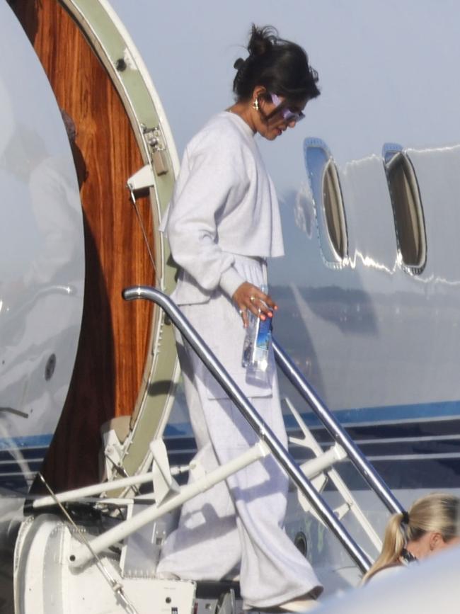 The pair arrived at Sydney airport via private jet. Picture: MEDIA MODE