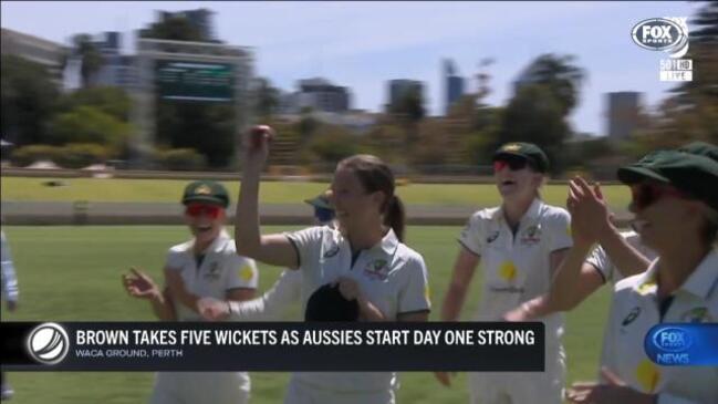 Darcie Brown takes a fifer in Day 1 of Australia's test against South Africa