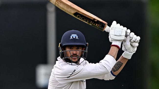 Mount WaverleyÃs Akshay Ballal during the VSDCA Mount Waverley v Balwyn cricket match at Gordon Barnard Reserve in Balwyn North, Saturday, Nov. 25, 2023. Picture: Andy Brownbill