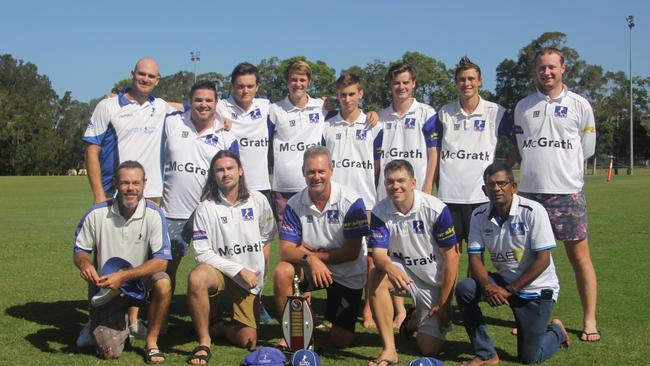 The South Tweed Colts Cricket Club celebrate their second grade Cricket Gold Coast premiership earlier this year. They have been promoted to first grade. Pic: Supplied.