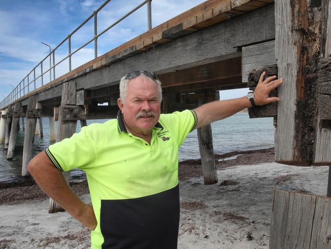 Save our Jetties campaign -  At Port Neil Jetty, Tumby Bay District Council Mayor, Geoff Churchett. 12 March 2024. Picture Dean Martin