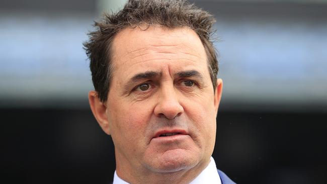 SYDNEY, AUSTRALIA - FEBRUARY 13: Michael Freedman looks on after winning  race 2 the Silverdale Farm Pierro Plate with Stay Inside during Sydney Racing at Royal Randwick Racecourse on February 13, 2021 in Sydney, Australia. (Photo by Mark Evans/Getty Images)