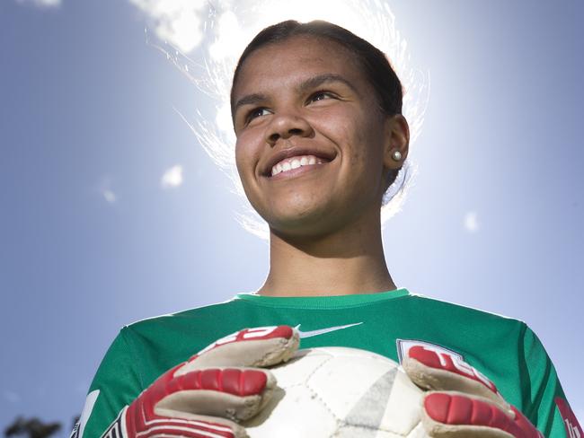 Fairfield Advance - Jada Whyman (16, pictured) plays for Western Sydney Wanderers Women's football team. Photographs taken at a reserve in St John's Park NSW Australia