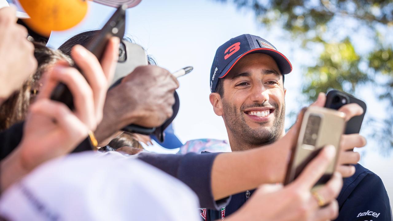 Ricciardo’s famous smile has returned after losing his race seat. Picture: Jake Nowakowski