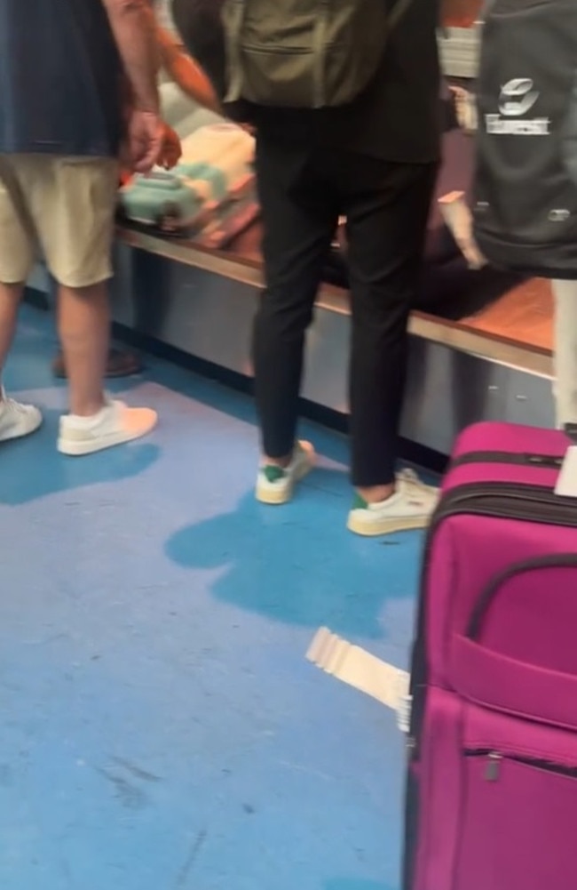 After returning home from a trip to Europe, he filmed travellers in the act at a US airport. Picture: TikTok/hunterwoodhall