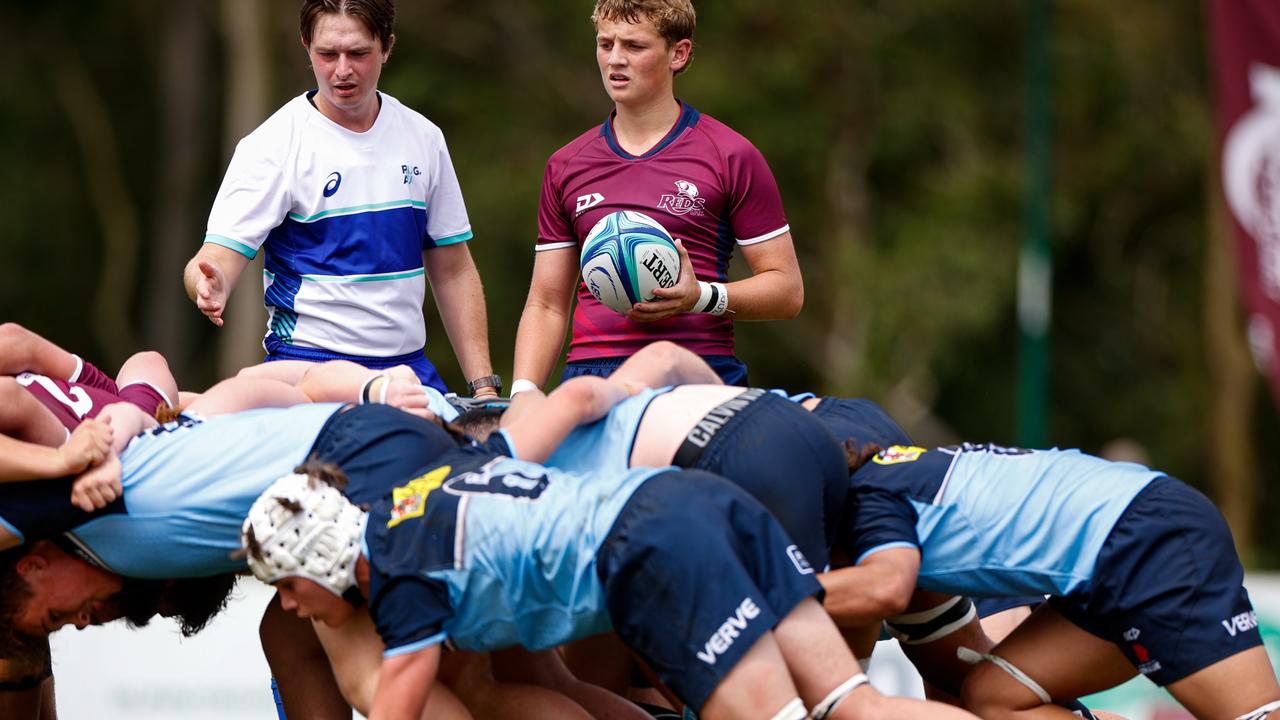 Action in the Gen Blue v Queensland Red U16 rugby championship. Pic: Kev Nagle