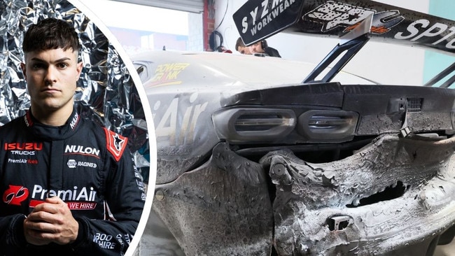 James Golding and his burnt-out car.