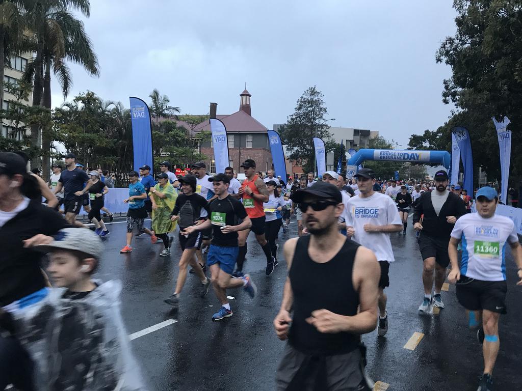 <p>Runners at the start of the Bridge to Brisbane. Picture: Jono Searle</p>