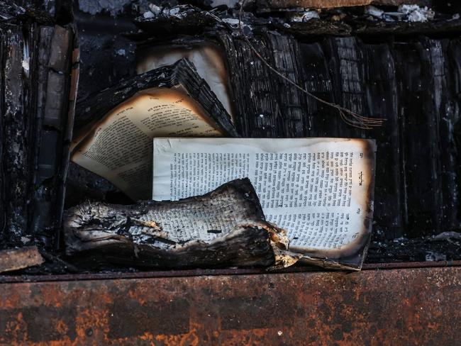 Adass Israel Synagogue Ripponlea which was recently fire bombed interior of the library. Picture: David Caird