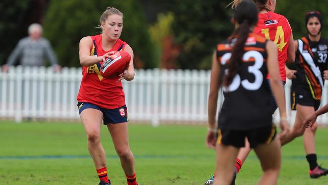 Maddy Lane in action for SA during the 2019 AFLW championships. Picture: Supplied, SANFL