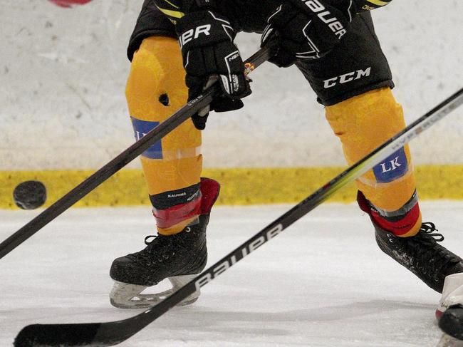 At the IceArena, Northern Ice from Canada, played against the only Australian Indigenous ice hockey representative team - the Kaurna Boomerangs. There was a cultural exchange including a smoking ceremony and welcome to country - By Uncle Moogee Sumner, Mark Koolmatrie and Annette Buckskin. 30 June 2024. Picture: Dean Martin