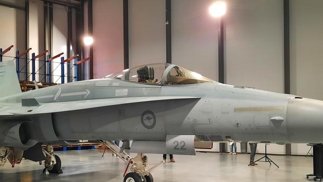 The Royal Australian Air Force has donated this F/A-18A to the Australian War Memorial in Canberra. Picture: Craig Dunlop