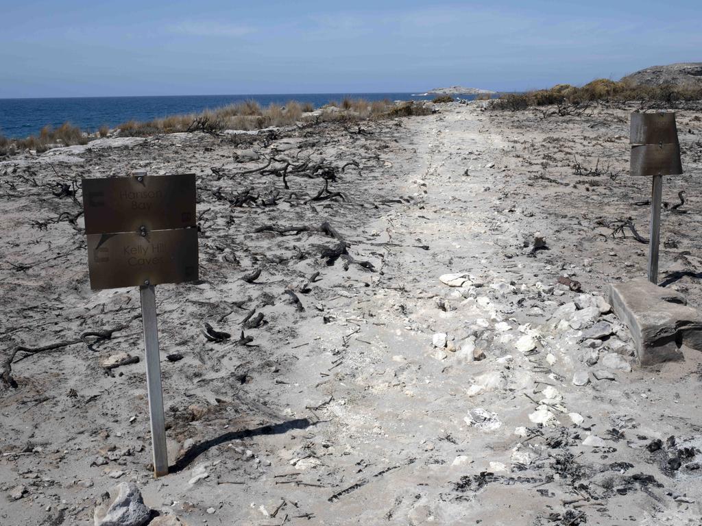 The remains of the luxury resort Southern Ocean Lodge after fire ripped through the Flinders Chase National Park in January 2020. Picture: Emma Brasier