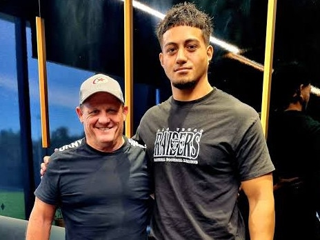 Former Broncos coach Kevin Walters with Va'a Semu. Picture: Supplied