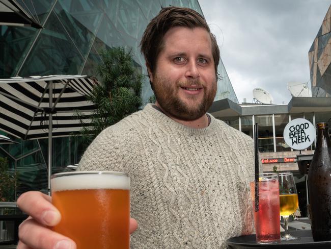 New restaurant voucher scheme to encourage people back into the city. Sam Heathcote: one of the management team from Beer DeLuxe at Federation Square in Melbourne. Picture: Tony Gough