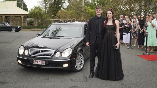 Students arriving in style for the 2024 Glasshouse Christian College formal at Flaxton Gardens.