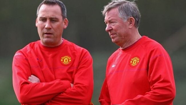 Rene Meulensteen with former Manchester United boss Alex Ferguson.