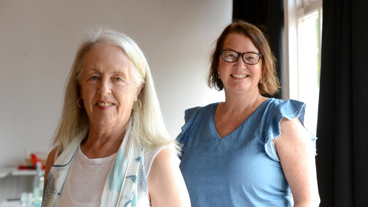 Byron Community Centre president Helen Hamilton and general manager Louise O'Connell. They were among those who gathered at Bangalow Bowling Club on Thursday, December 3, 2020 to tune into the announcement of the NSW Volunteer of the Year Awards winners. Picture: Liana Boss