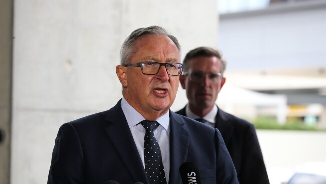Premier Dominic Perrottet and Health Minister Brad Hazzard urged residents who were not experiencing symptoms should not get tested to ease congestion at testing sites. Picture: NCA NewsWire / Gaye Gerard